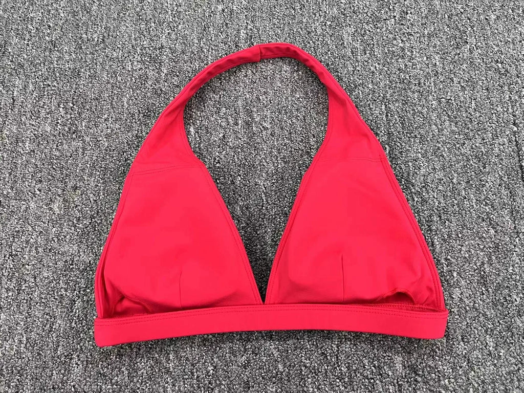 Seamless Halter Neck Open Back Sports Bra – Medium Support Yoga Gym Crop Top