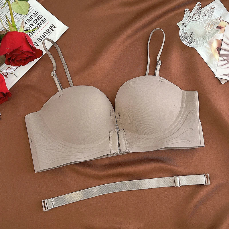 Seamless Front Closure Push-Up Bra – Wire-Free Plunge