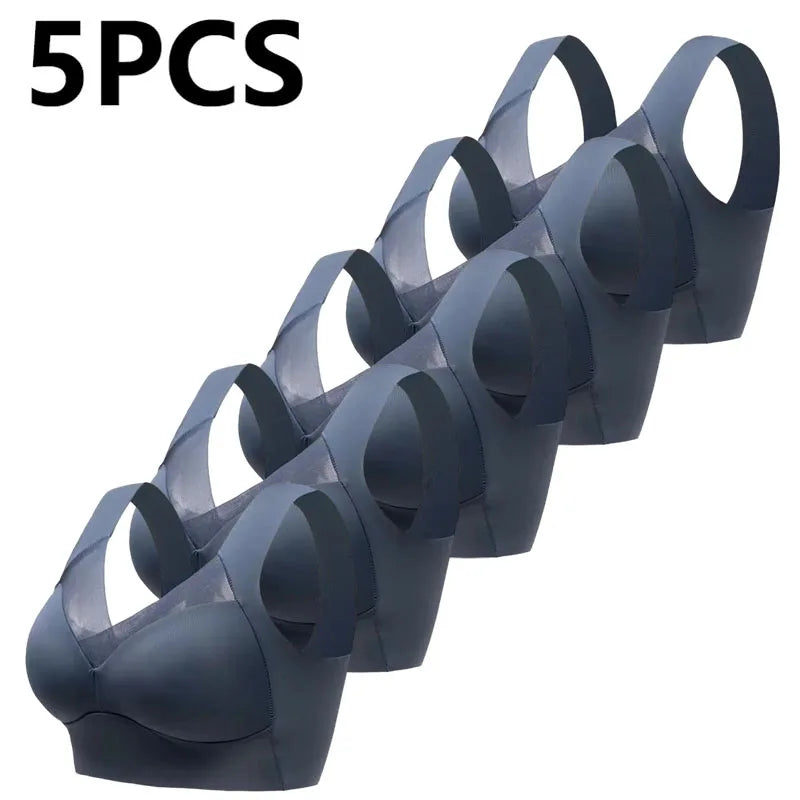 Five gray bra cups stacked on a white background with '5PCS' text above.