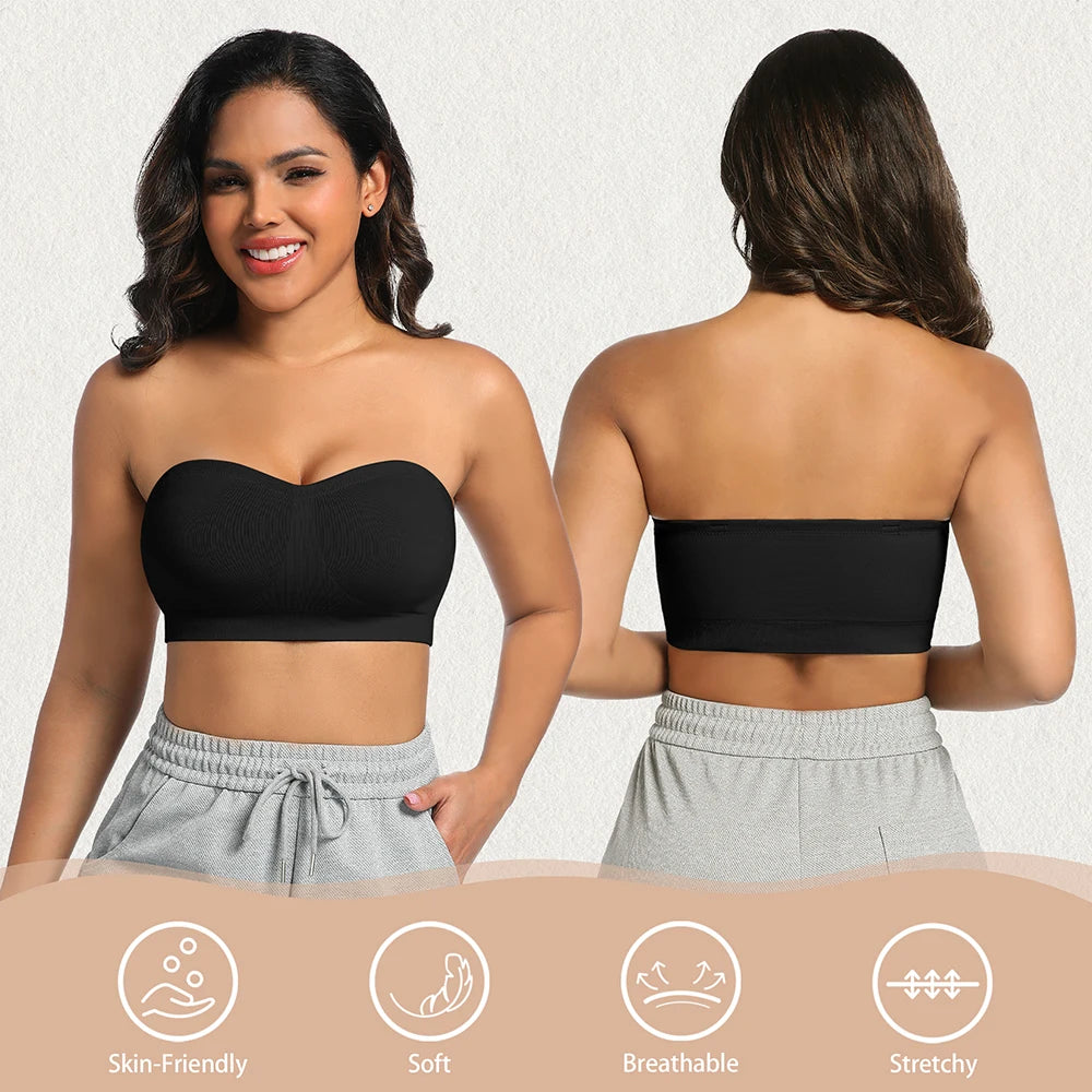 Invisible Strapless Push-Up Bra – Seamless M-Shape Wire-Free