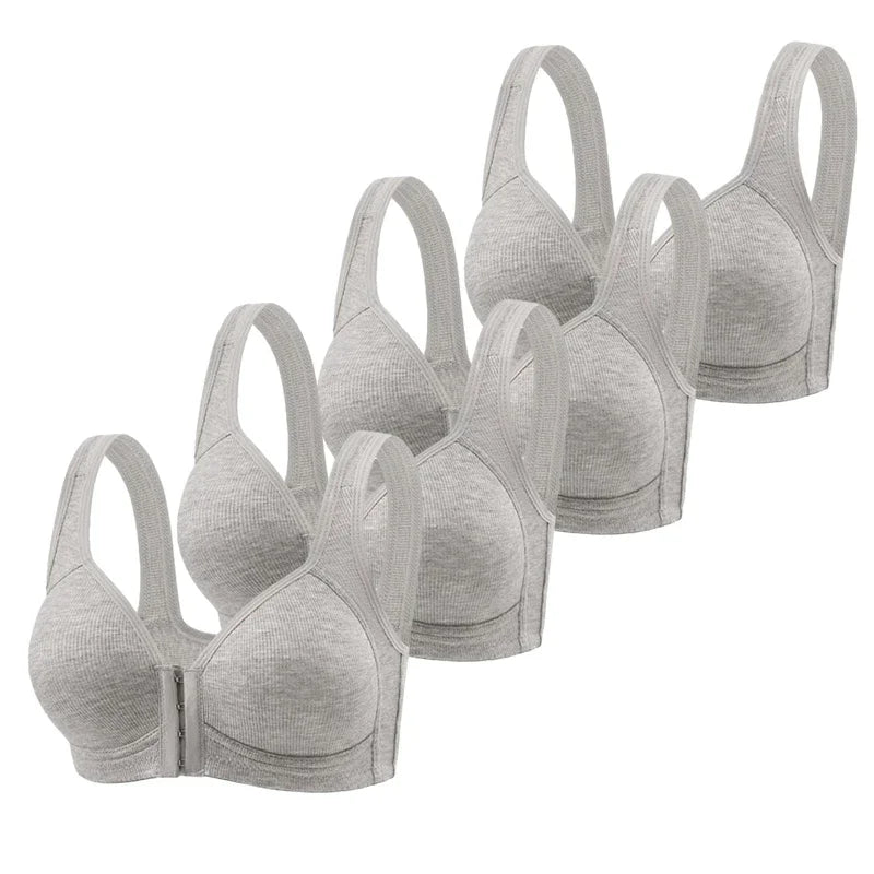 Set of gray wireless bras on a white background