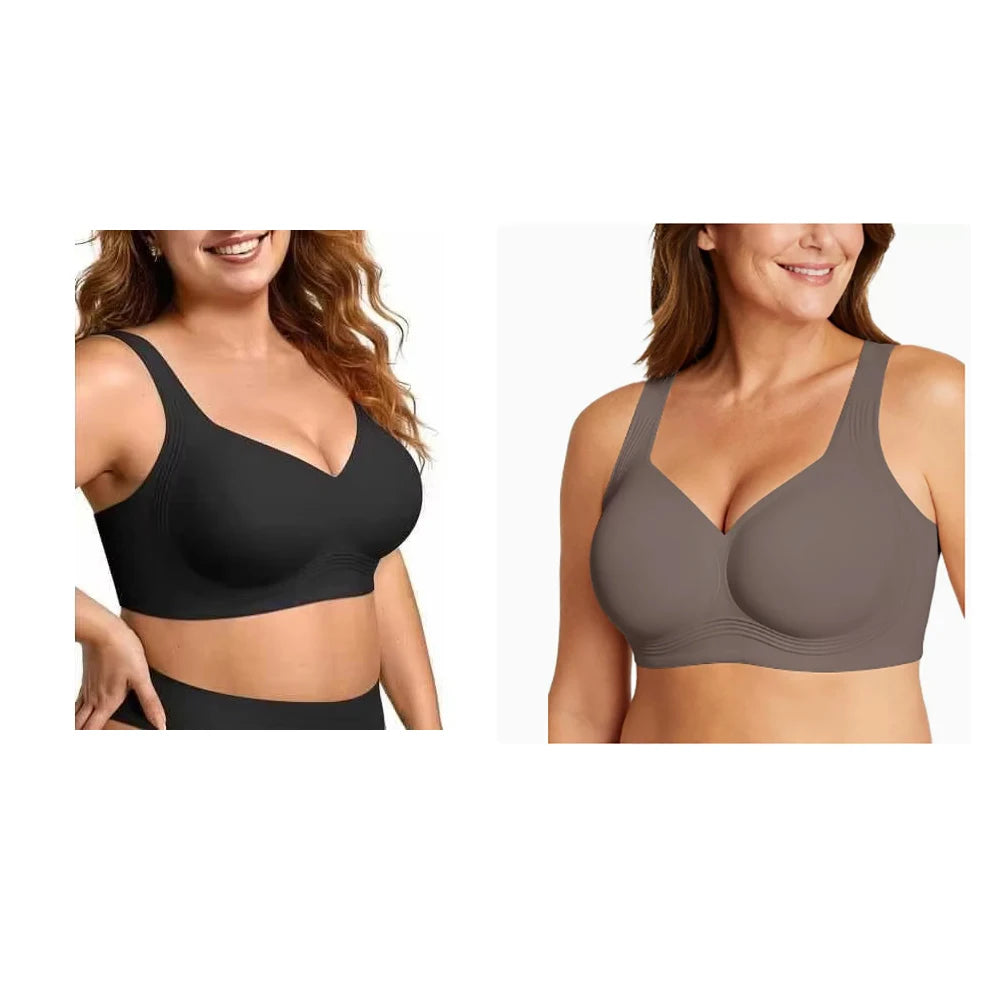 Women's Seamless Jelly Soft Support Bra Leopard Print Wire-Free Full Cup Thin Plus Size Bra Breathable Push Up Bra Large Bust