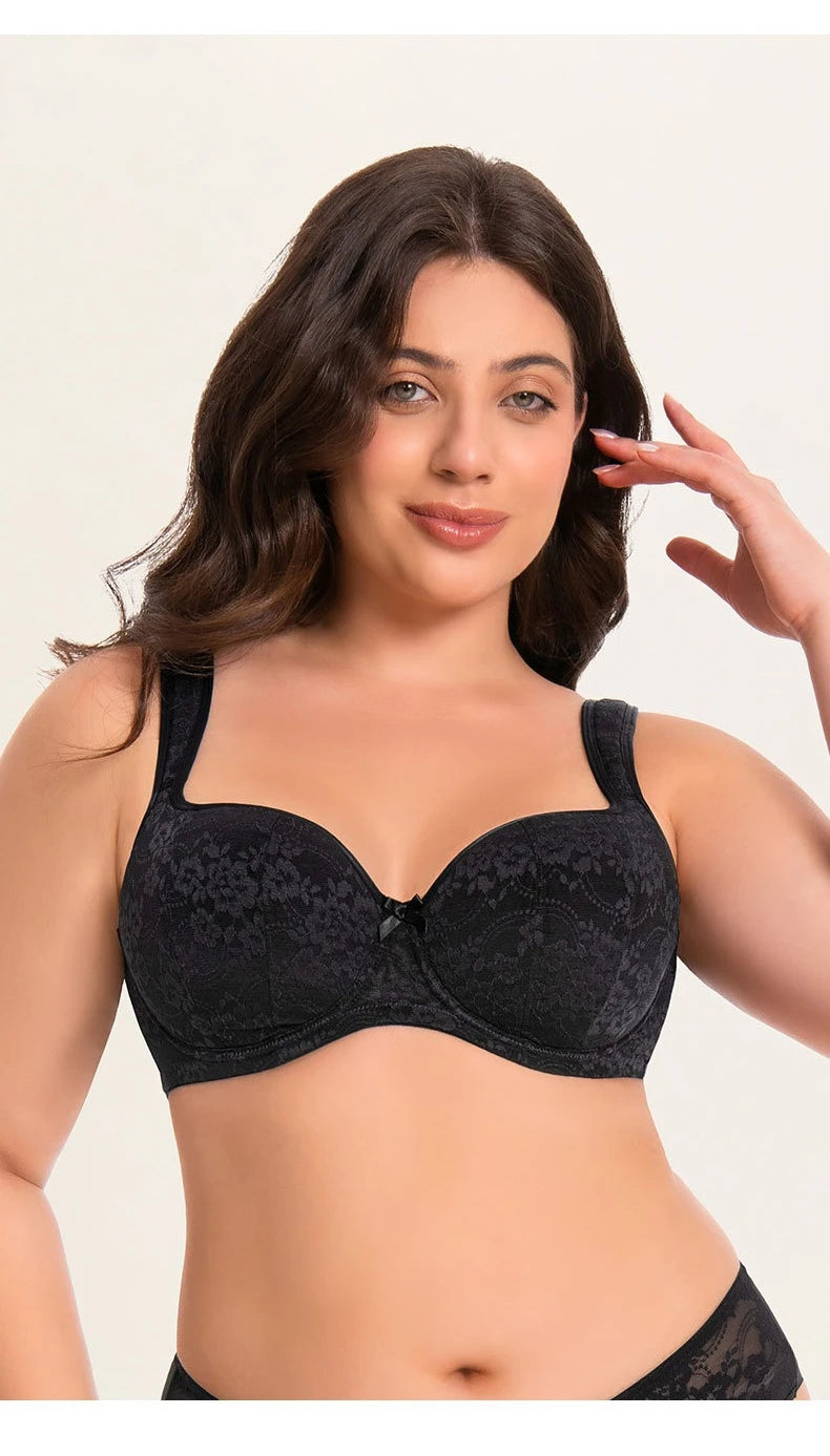 Large Size Bra for Women Full Coverage Lace Women's Push Up Balconette Bra Embroider Underwire Wide Straps Lingerie 2026