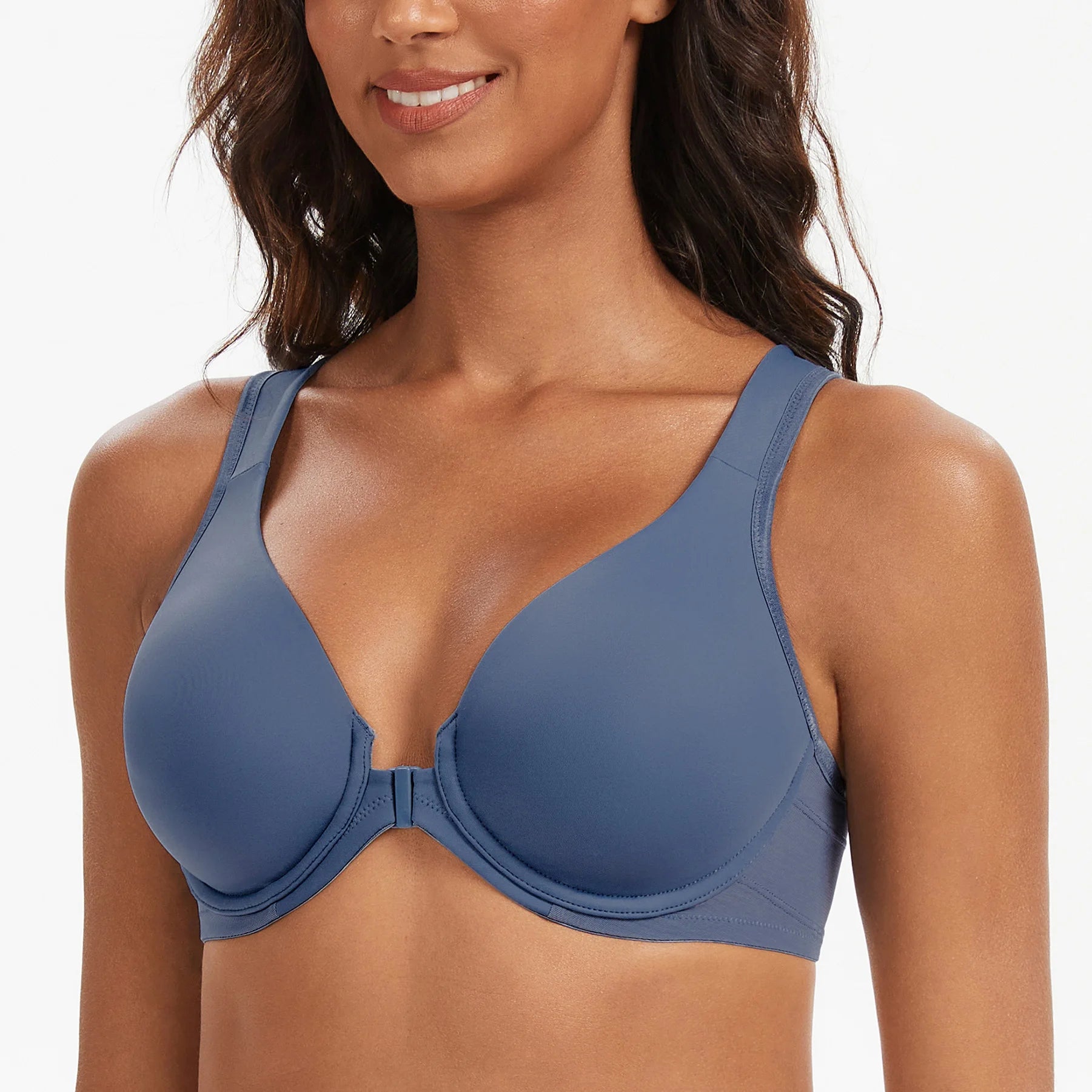 MELENECA Women's Plus Size Front Closure Bras Unlined Underwire Back Support Posture Bra