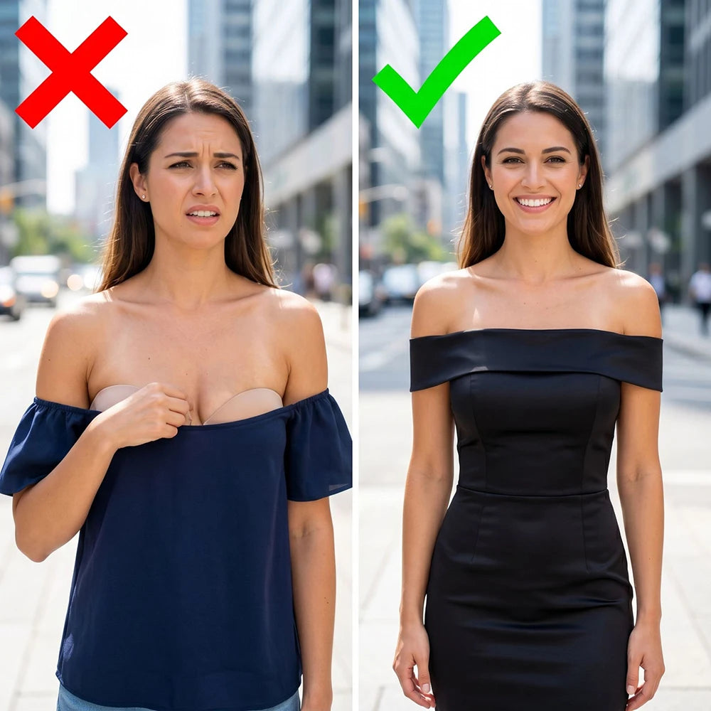 Jelly Push-Up Bandeau Bra – Non-Slip Wireless Padded Seamless Tube Bra