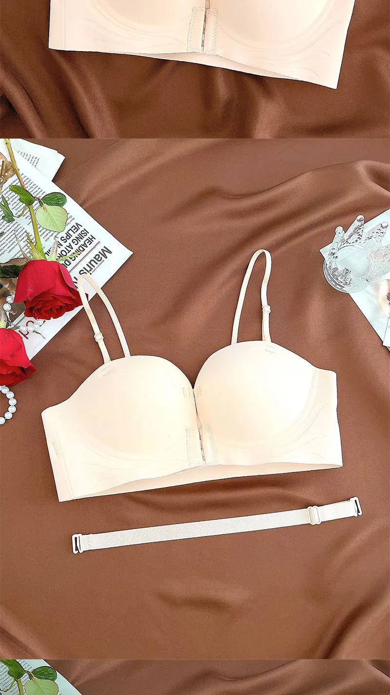 Seamless Front Closure Push-Up Bra – Wire-Free Plunge