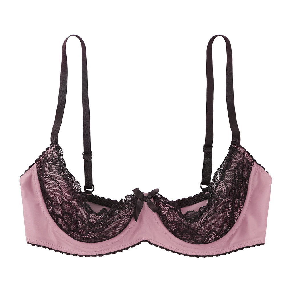 Women Sexy Open Cups Bra Tops Exposed Nipples Balconette Lingerie Contrast Lace Push Up Underwire Brassiere Underwear Nightwear