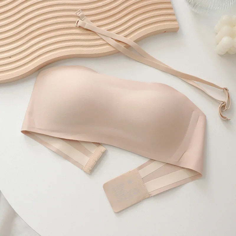 Seamless Tube Top Bra – Invisible Strapless Non-Slip Push-Up Wireless Lingerie