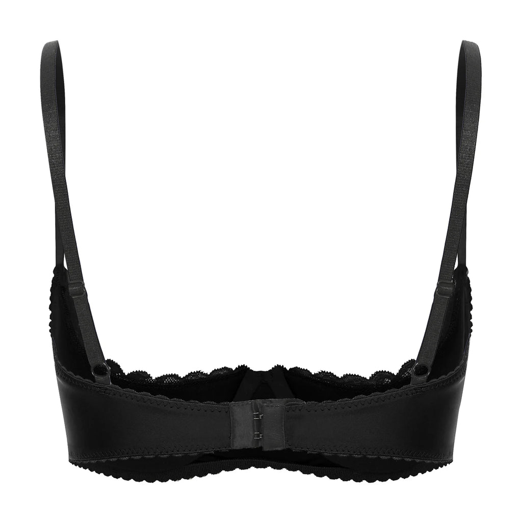 Sexy Lace Bra Women's Lingerie Underwire Half Cup Push Up Brassiere Hot Bra Underwear Bare Exposed Breast Underwire Brassiere