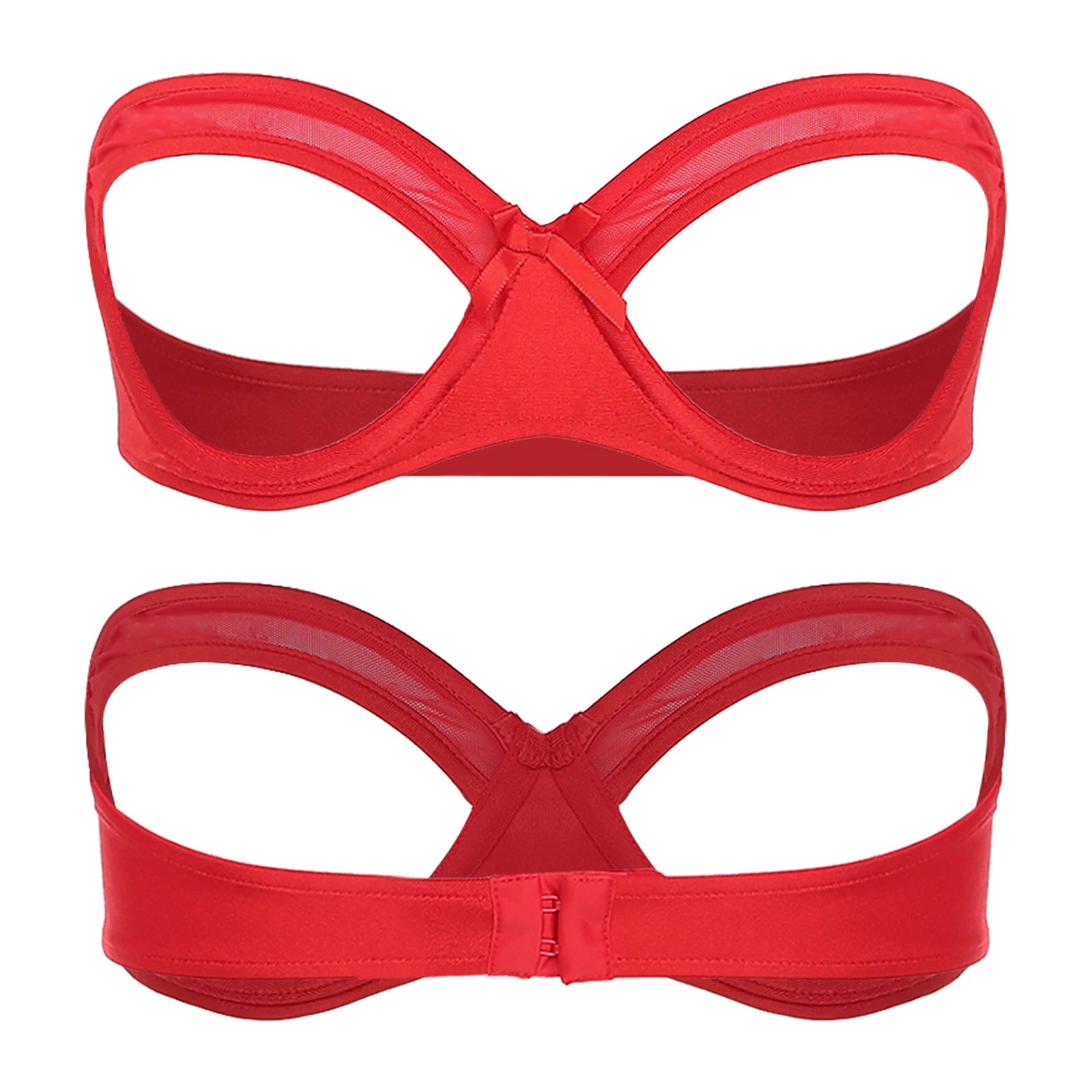Womens See Through Strapless Cupless Bra Push Up Open Nipple Underwired Bra Lingerie Tube Top Hollow Out Push Up Balconette Bras