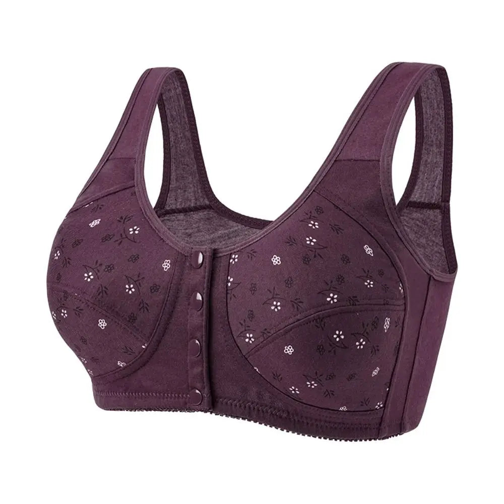 Comfortable Daisy Bras for Older Women Breathable Convenient Front Close Button Cotton Bras No Underwire Plus Size