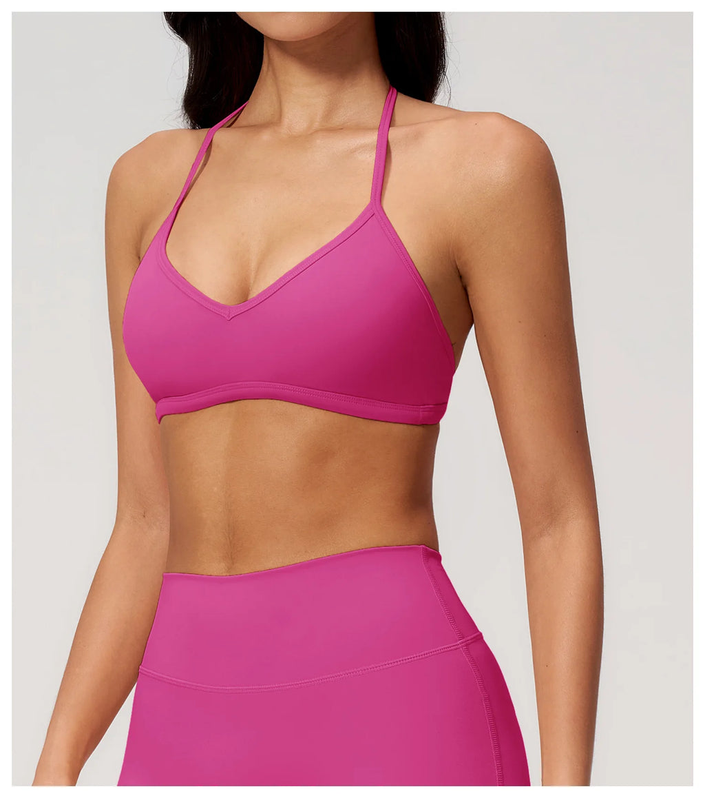 Brushed Halter Neck Yoga Bra – Shockproof Quick-Dry Sports Underwear