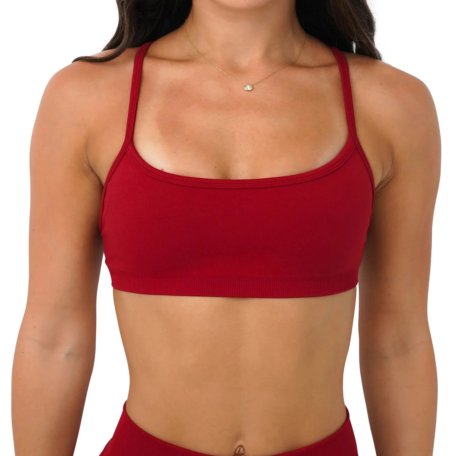 Seamless Yoga Sports Bra – 3-Way Convertible Strap Removable Pads