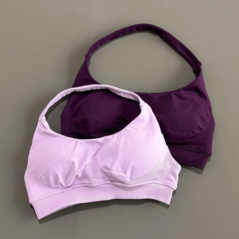 Sports Bra Women Seamless Yoga Halter Bra Top High Support Open Back Bra Fitness Push-up Activewear Workout Gym Underwear