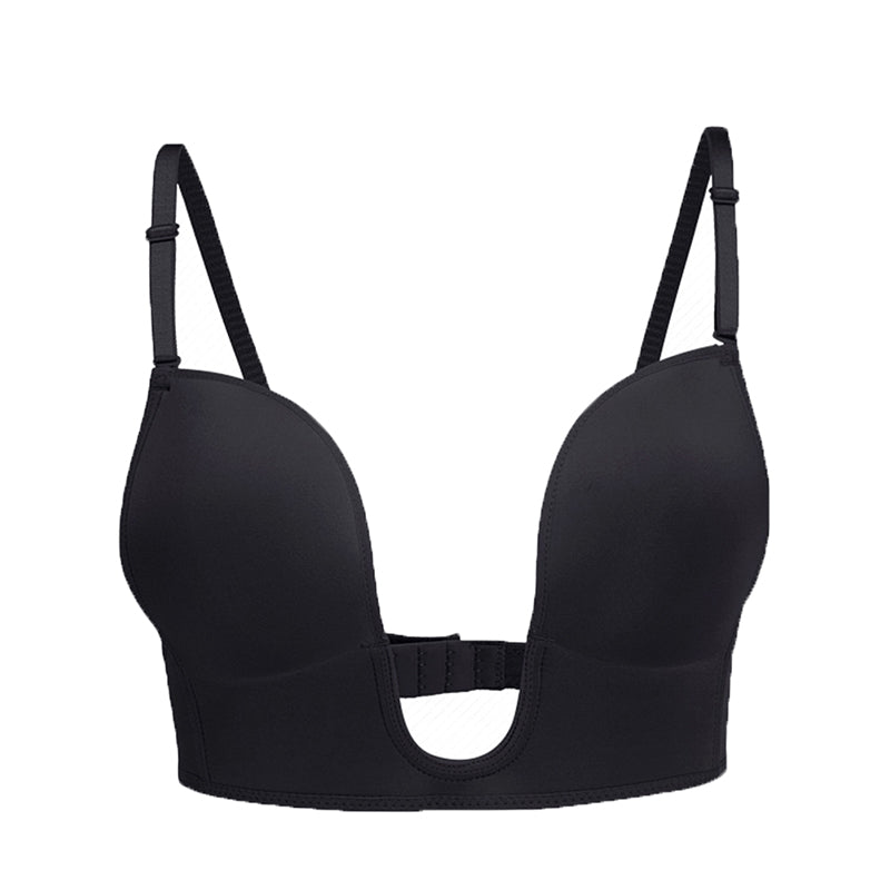 Deep U Plunge Wire-Free Bra – Low Back for Backless Dresses
