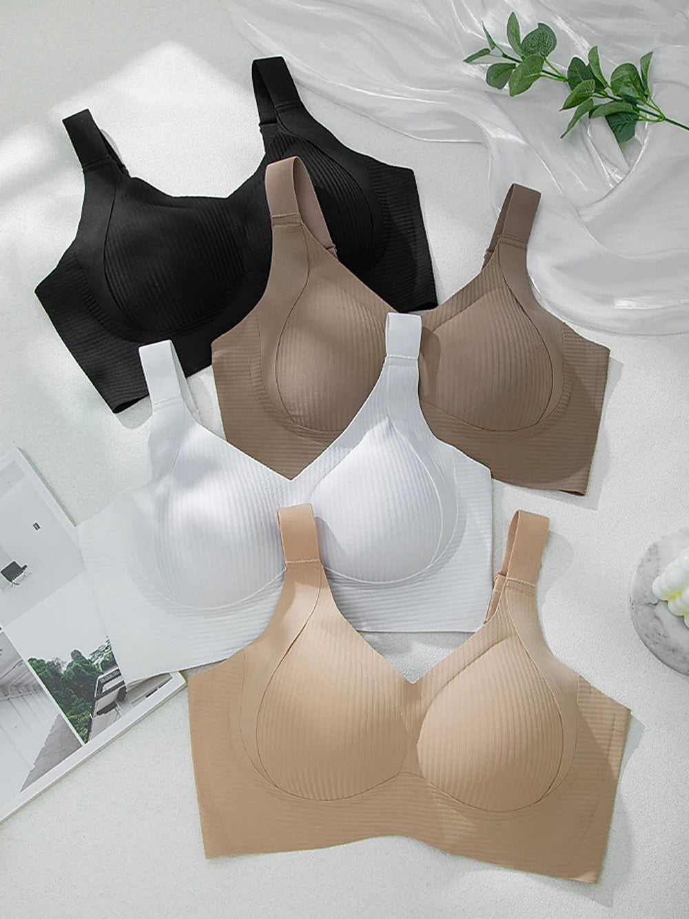 Plus Size Wireless Push-Up Bra – Anti-Sagging Side Support Hide Back Fat M–4XL