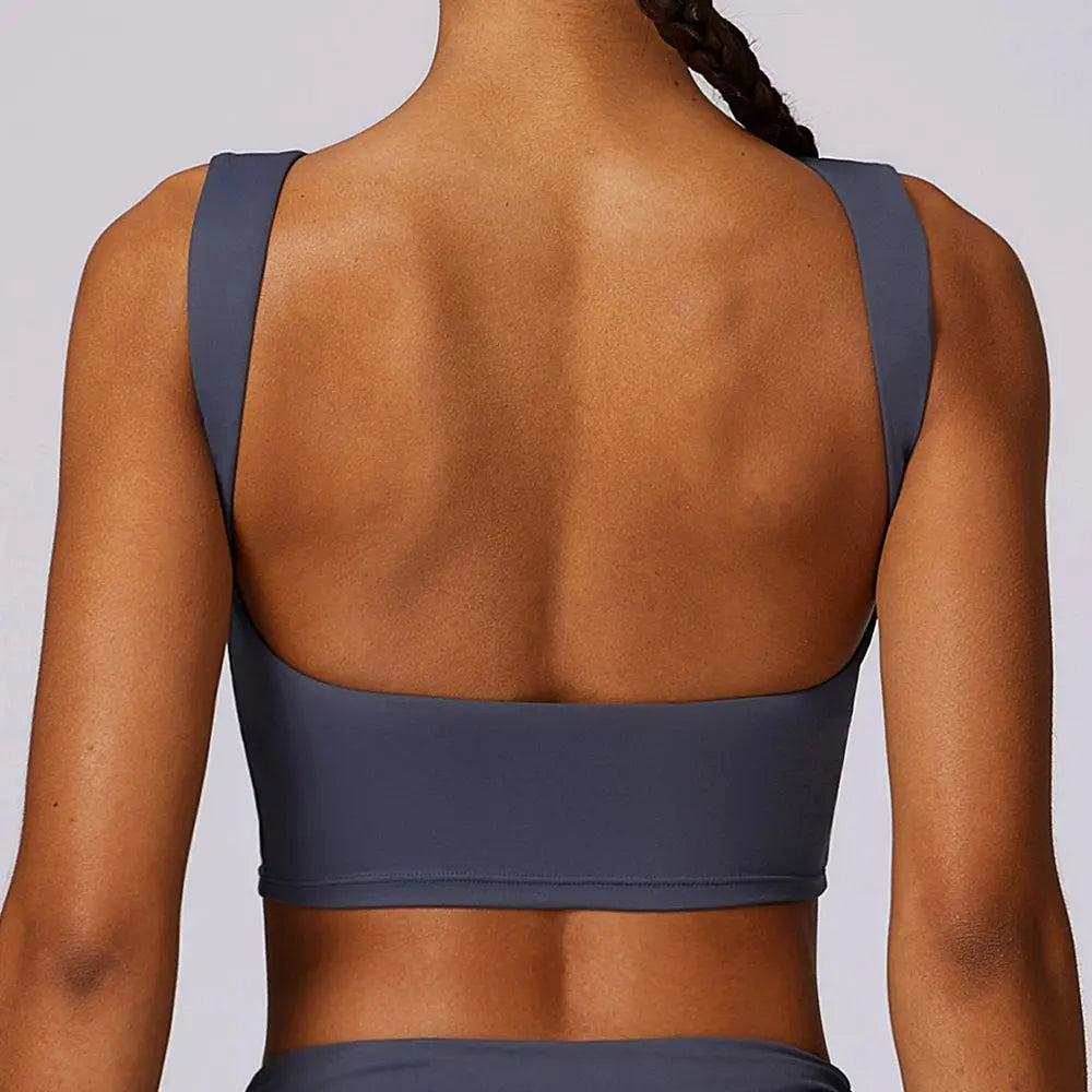 High Strength Sports Bra Shockproof Crop Top Anti-sweat Fitness Top Women Yoga Bra Backless Push Up Sport Top Gym Workout Top