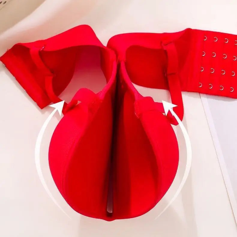 10 cm Extreme Push Up Bra Wireless Seamless T Shirt Bra for AA A Cup Ultra Thick Padded Anti Sagging Side Smoothing Gathers Lift