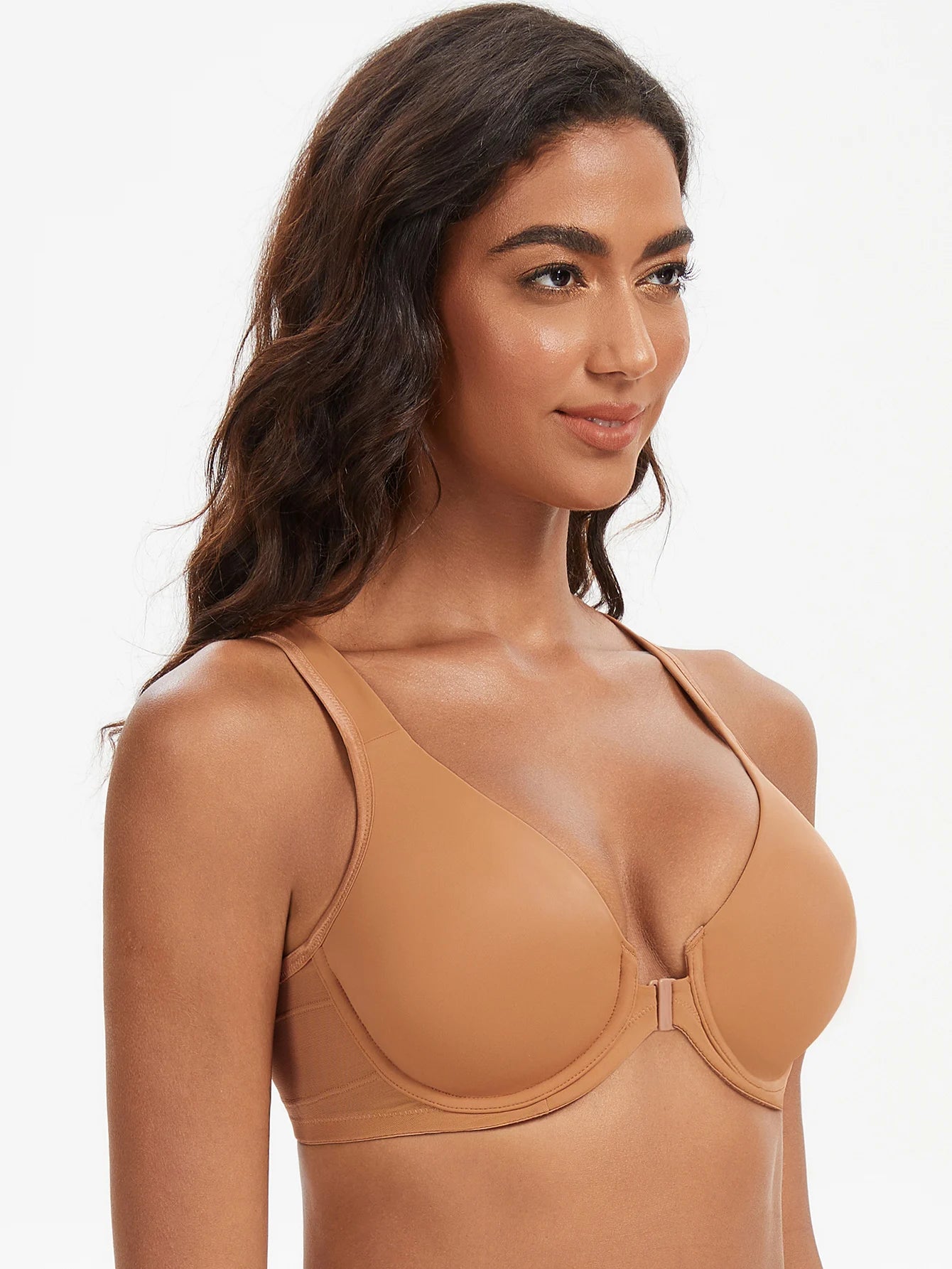 MELENECA Women's Plus Size Front Closure Bras Unlined Underwire Back Support Posture Bra