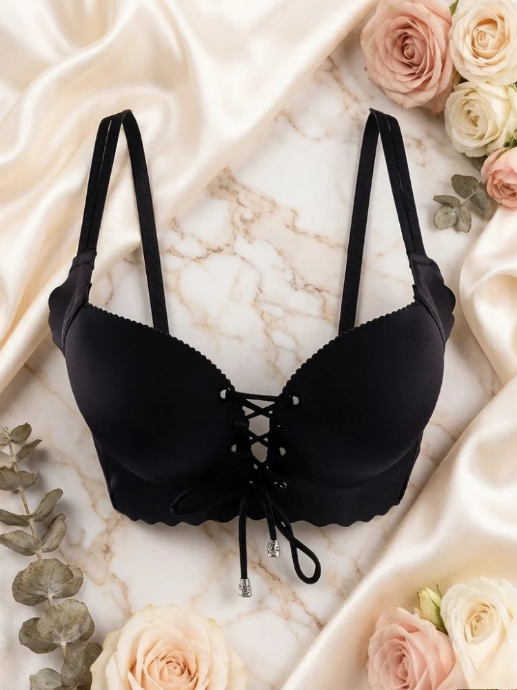 Padded Push-Up Bralette – Wire-Free Adjustable Drawstring Beautiful Back