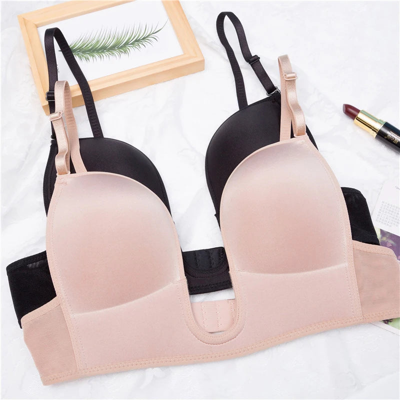 Deep U Plunge Wire-Free Bra – Low Back for Backless Dresses