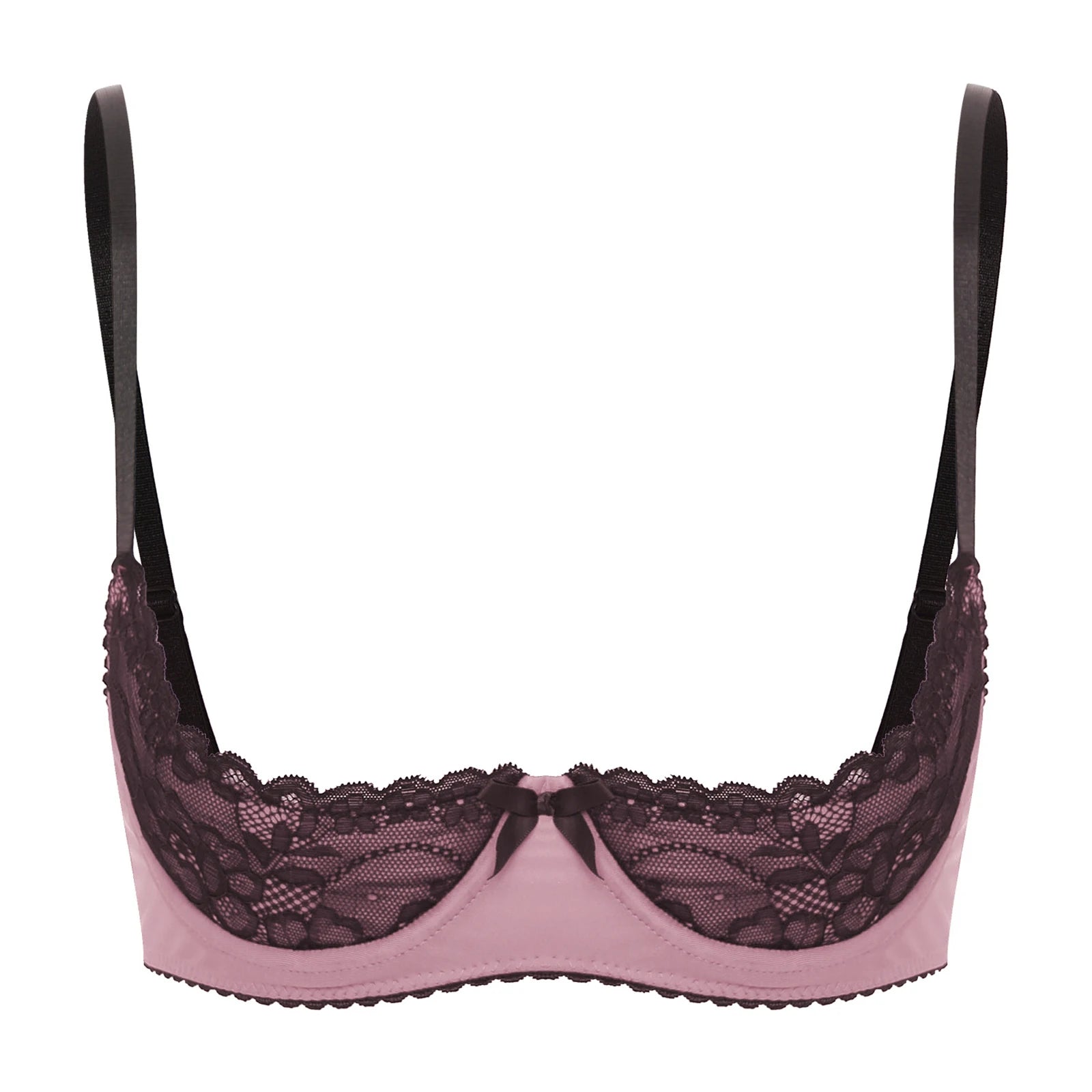 Women Sexy Open Cups Bra Tops Exposed Nipples Balconette Lingerie Contrast Lace Push Up Underwire Brassiere Underwear Nightwear