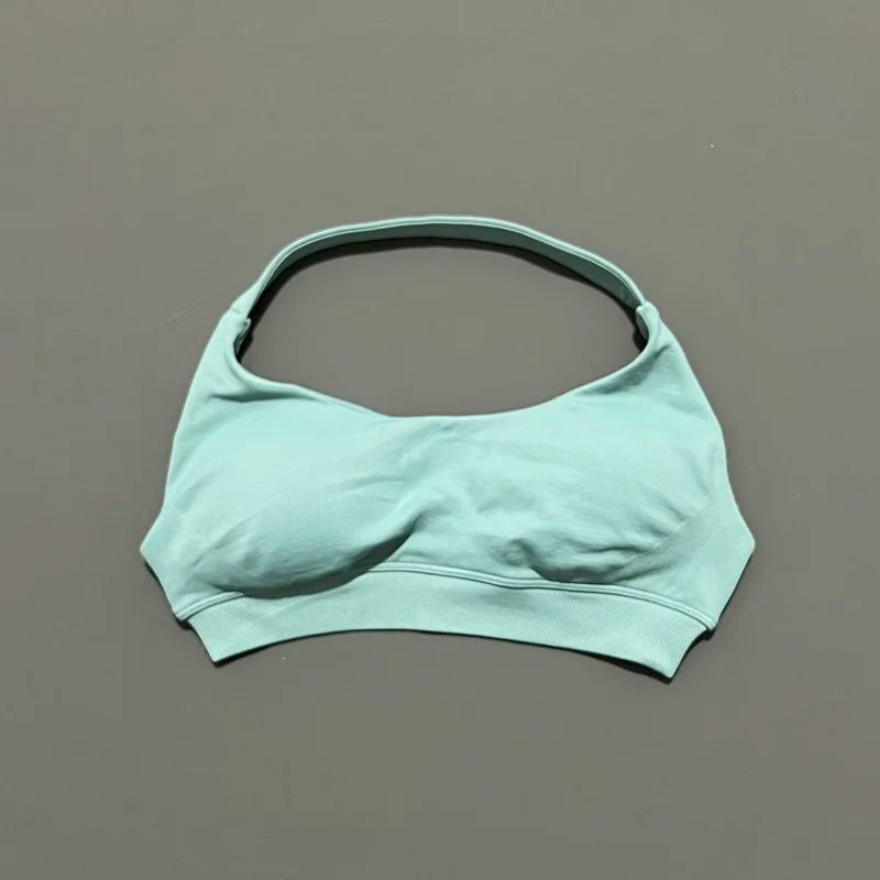 Sports Bra Women Seamless Yoga Halter Bra Top High Support Open Back Bra Fitness Push-up Activewear Workout Gym Underwear