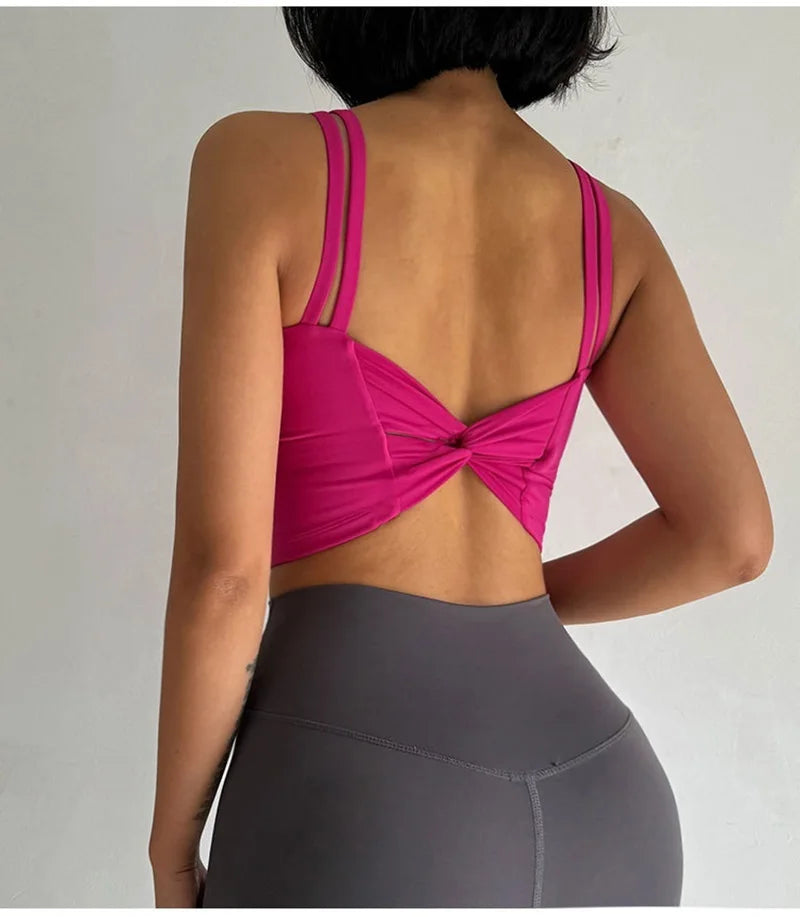 Cloud Hide Sweet Pink Sports Bra – Push-Up Yoga Crop Top Athletic Vest XS–XL