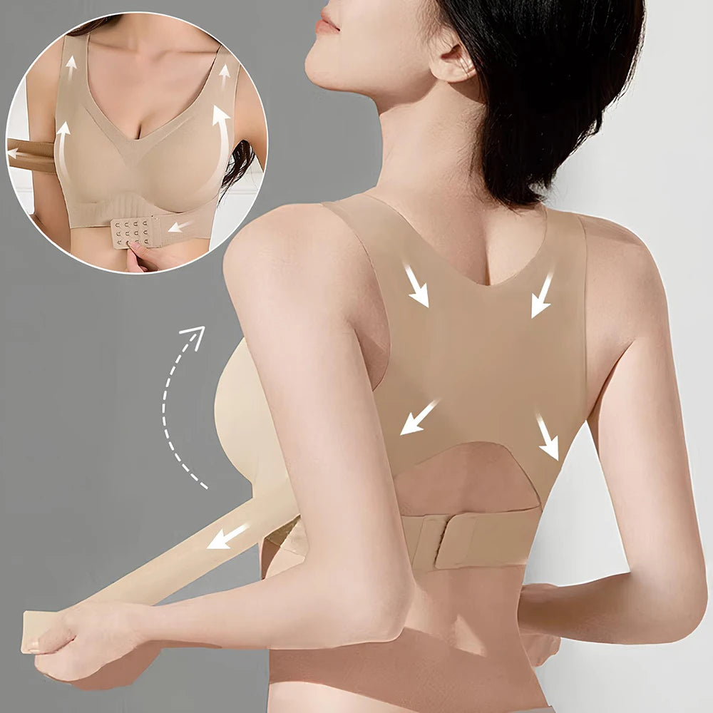 Wireless Posture Correction Bra For Women Seamless Push Up Bralette Back Support Daily Bra Full Coverage T-shirt Brassiere