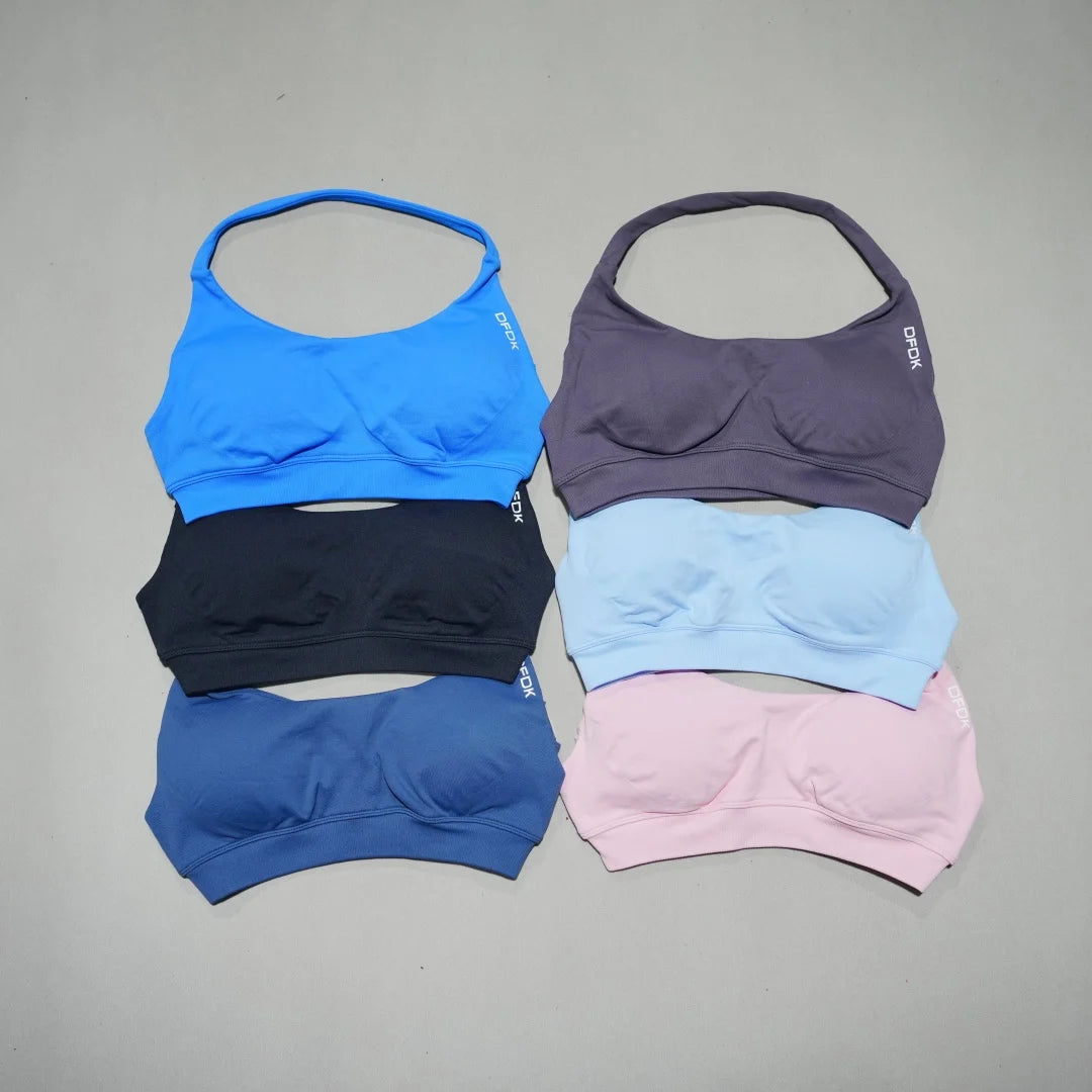 DFDK Women Seamless Sports Bra High Support Backless Yoga Camisole Top Push Up Fitness Running Gym Workout Athletic Sport Bra