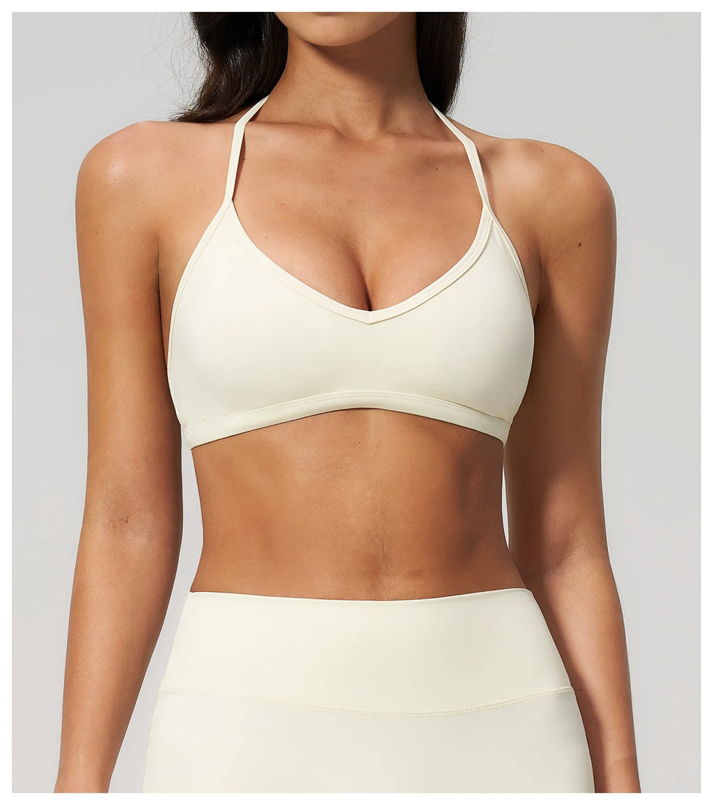 Brushed Halter Neck Yoga Bra – Shockproof Quick-Dry Sports Underwear