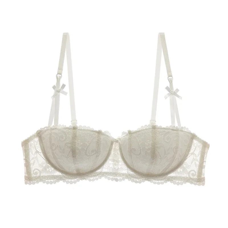 KUCLUT Plus Size Half Cup Balconette Bra - Cotton Sexy Push Up Lingerie for Women, Wire-Free Thin Comfort Bra Set