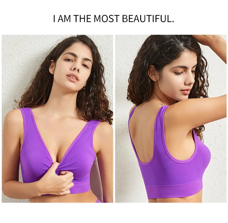1pcs Women Sports Bra Large Size No Steel Ring Seamless Underwear Removable Chest Pad Runing Sport Yoga Vest Bras