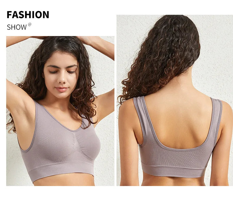 1pcs Women Sports Bra Large Size No Steel Ring Seamless Underwear Removable Chest Pad Runing Sport Yoga Vest Bras