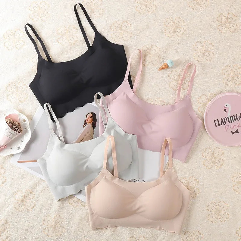 Ice Silk Wave Hem Seamless Bra – Wire-Free Invisible T-Shirt Bralette S–XXL