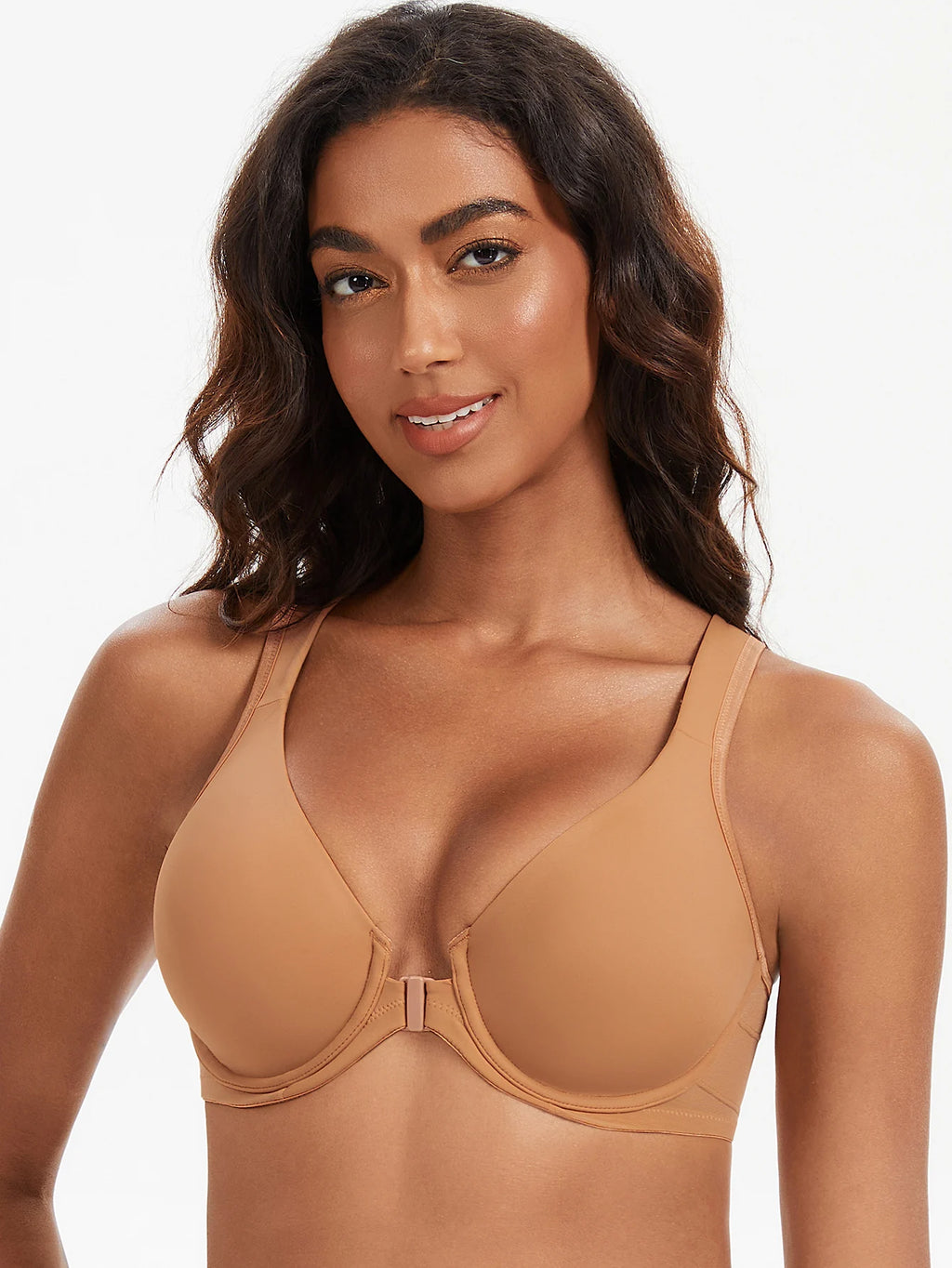 MELENECA Women's Plus Size Front Closure Bras Unlined Underwire Back Support Posture Bra