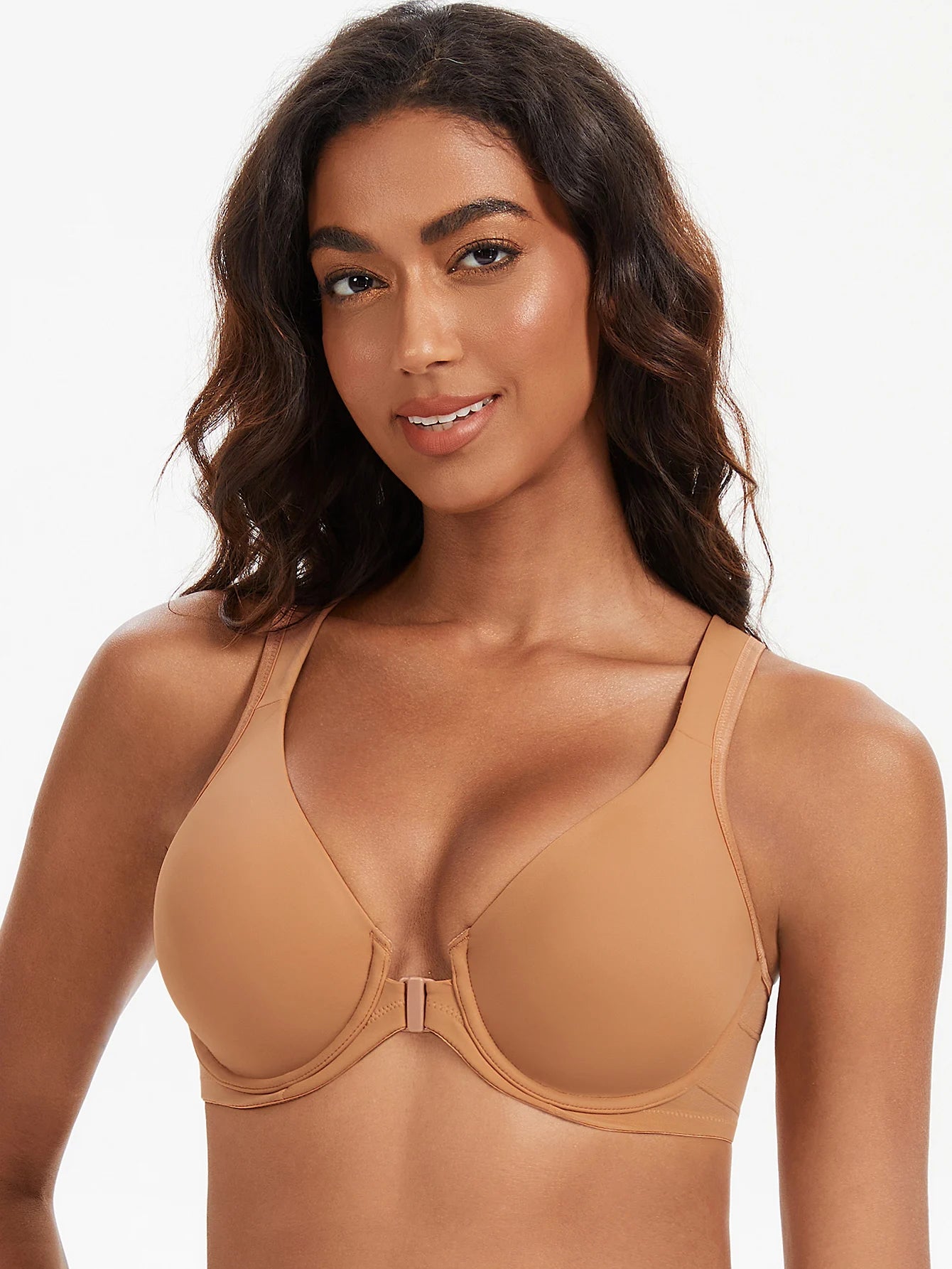 MELENECA Women's Plus Size Front Closure Bras Unlined Underwire Back Support Posture Bra