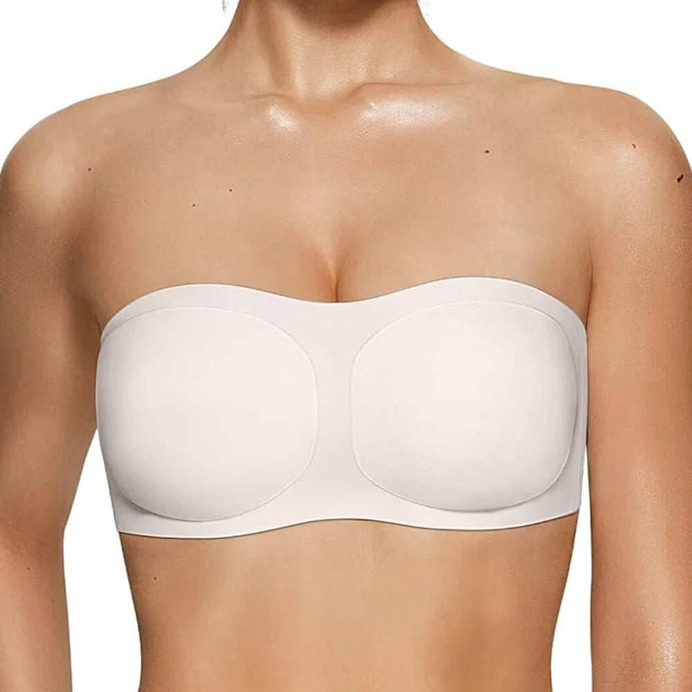 Jelly Push-Up Bandeau Bra – Non-Slip Wireless Padded Seamless Tube Bra