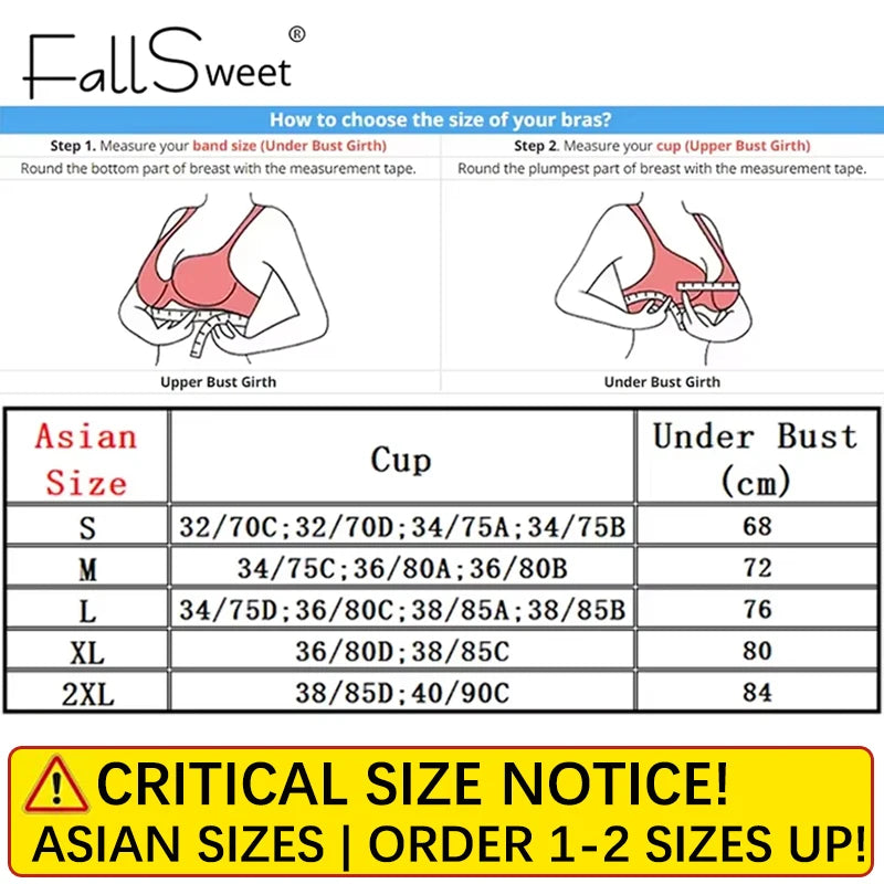 Fallsweet Seamless Front Closure Bra For Women Solid Wire-Free Push Up Bralette Full Coverage Fixed Cups Comfortable Underwear
