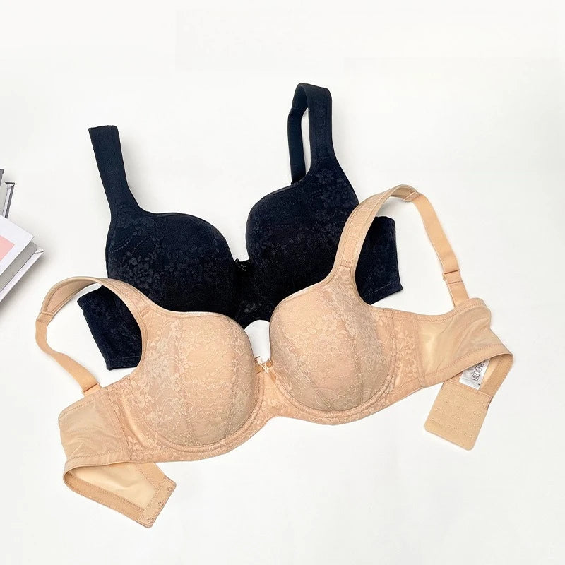 Large Size Bra for Women Full Coverage Lace Women's Push Up Balconette Bra Embroider Underwire Wide Straps Lingerie 2026