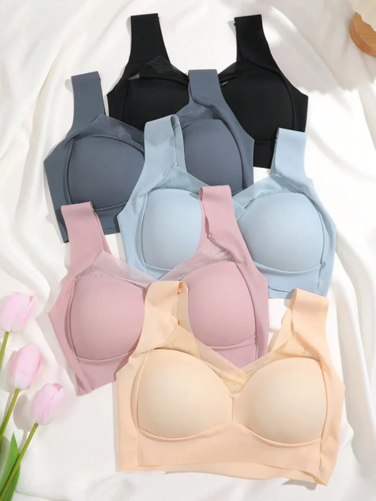 2-Pack Plus Size Lace Sports Bra – Seamless Wireless Gather Bralette
