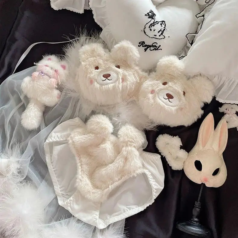Cute Bear Japanese Lingerie Bra – Plush Cartoon Wire-Free Comfortable