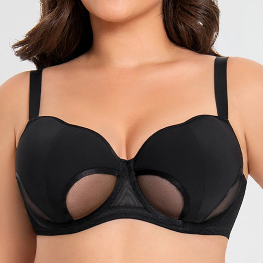 Women's Hollow Out Cup Push Up Bra Full Coverage Supportive  Underwire Female Balconette Lingerie 34 36 38 40 42 D E F G H I J