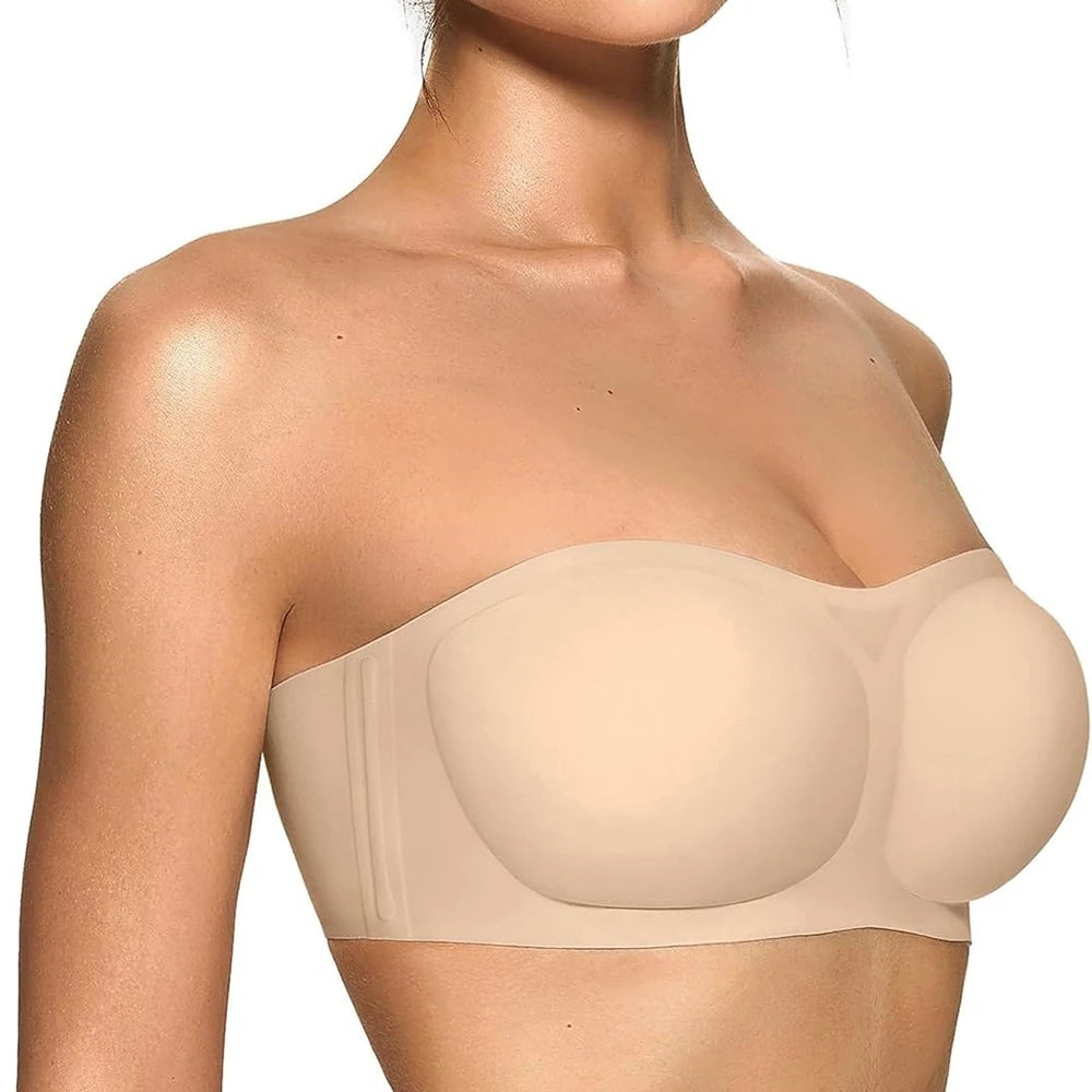 Jelly Push-Up Bandeau Bra – Non-Slip Wireless Padded Seamless Tube Bra