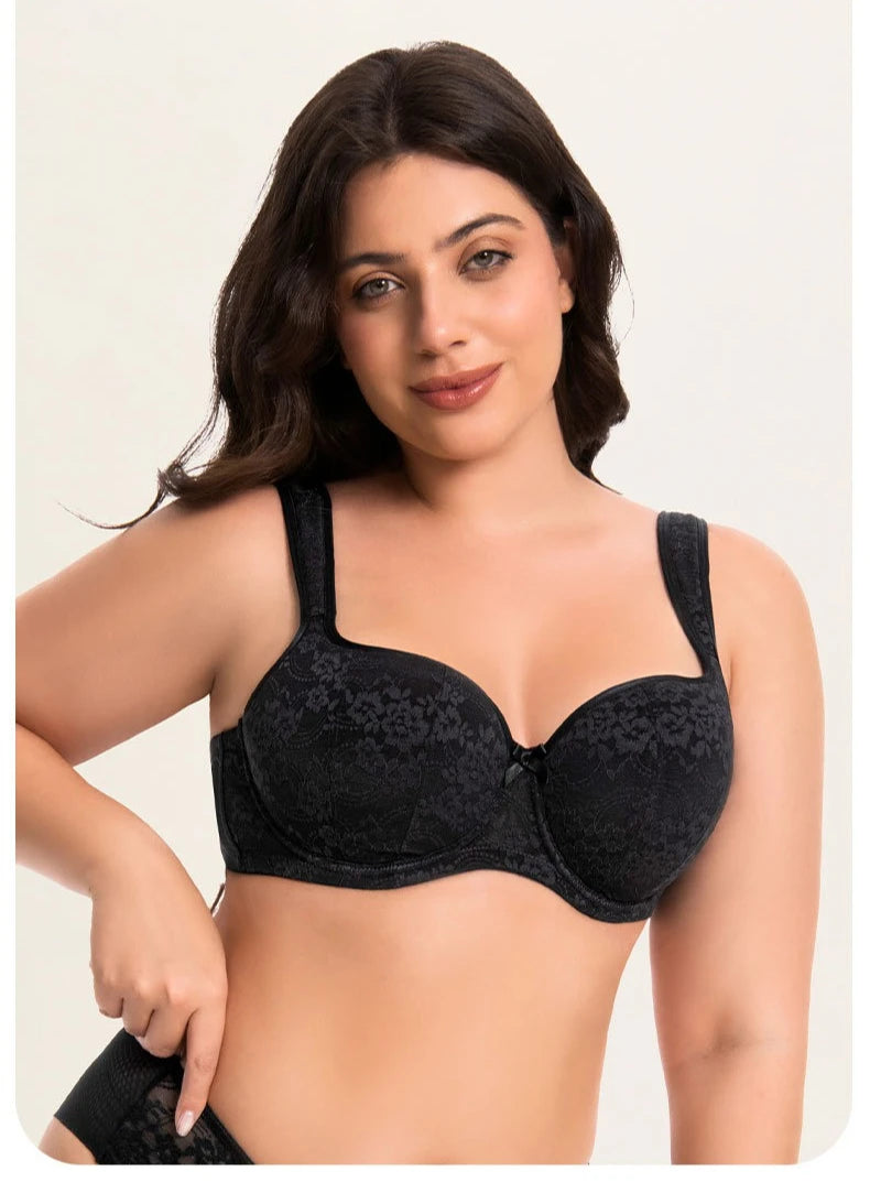 Large Size Bra for Women Full Coverage Lace Women's Push Up Balconette Bra Embroider Underwire Wide Straps Lingerie 2026