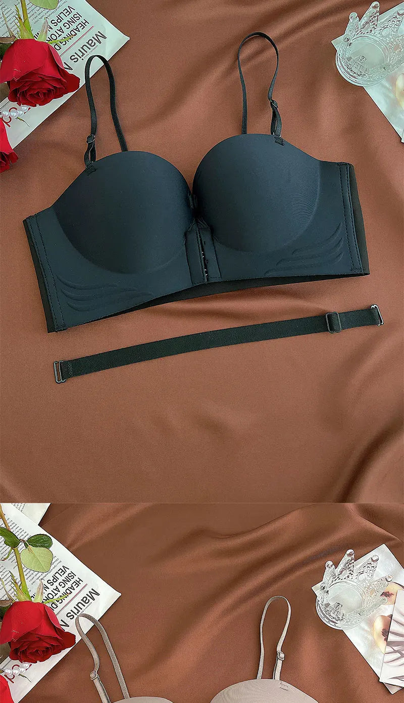 Seamless Front Closure Push-Up Bra – Wire-Free Plunge