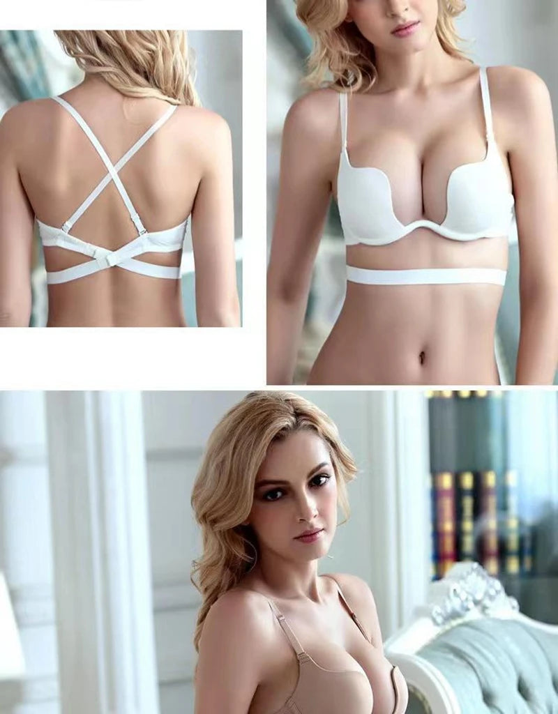 Invisible Deep U Plunge Bra – Backless Strapless (4 Styles)