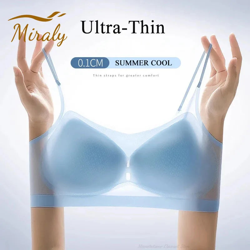 New Women Sexy Push Up Bra Seamless Ultra-Thin Ice Silk Bra Intimates Wireless Bralette Underwear Air Cooling Brassiere With Pad