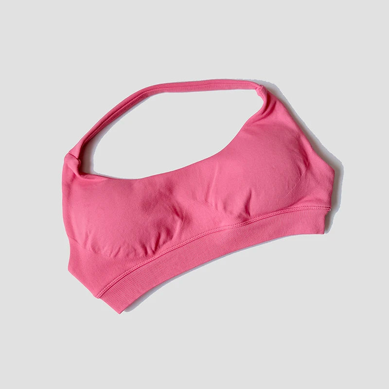 Seamless Halter Neck Strap Bra Sports Bra for Women Sexy Back Padded Yoga Top Bra Gym Crop Top