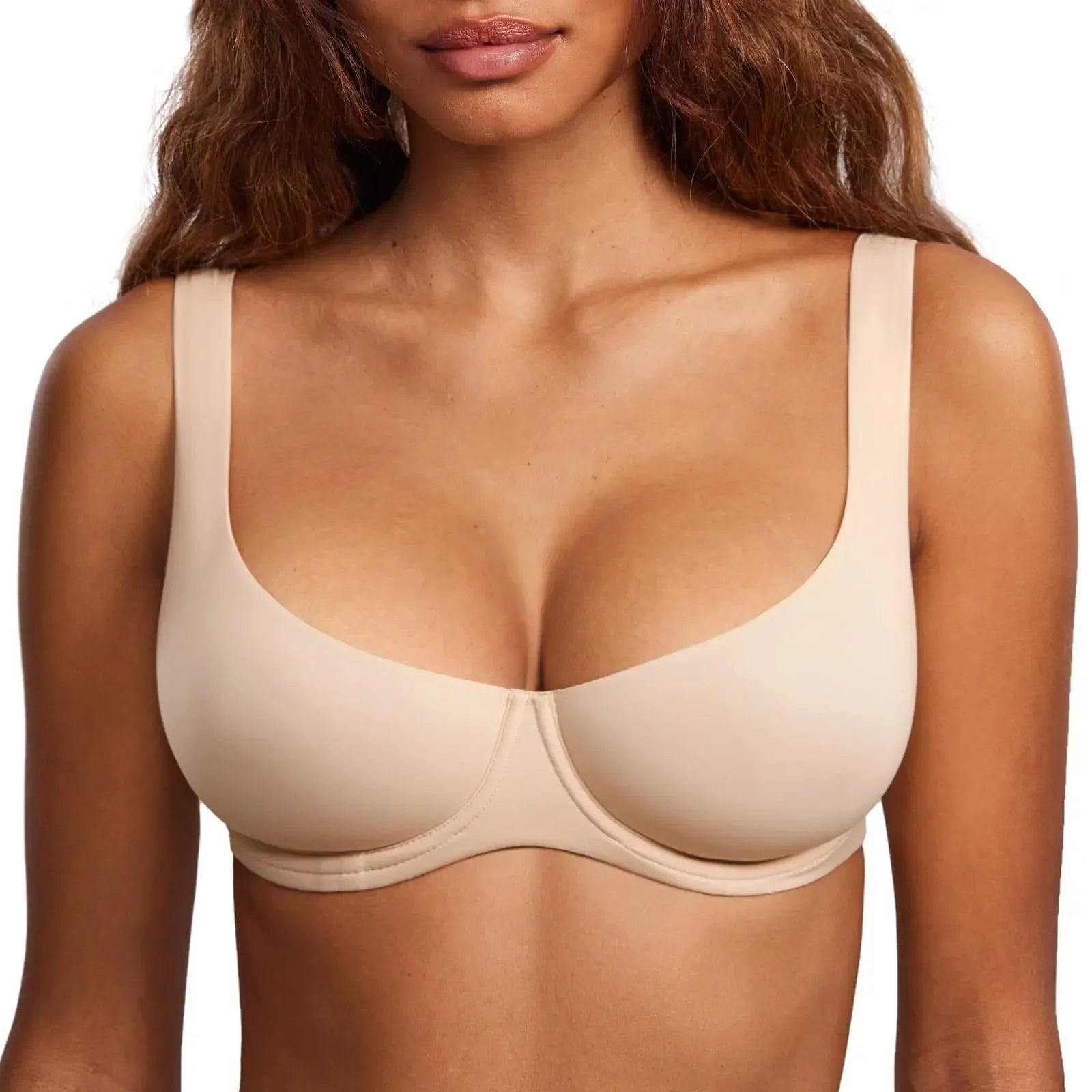 Large Size Underwire Full Support Seamless Unlined Balconette Bra Underwear Solid Color Comfortable Sports Yoga No Trace Bra